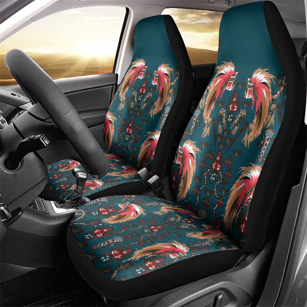 Dark Cyan Blue Bird of Batik Papua Car Seat Cover Exotic Natural Wealth of Papua LT9 - Polynesian Pride