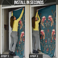 Dark Cyan Blue Bird of Batik Papua Door Cover Exotic Natural Wealth of Papua LT9 - Polynesian Pride
