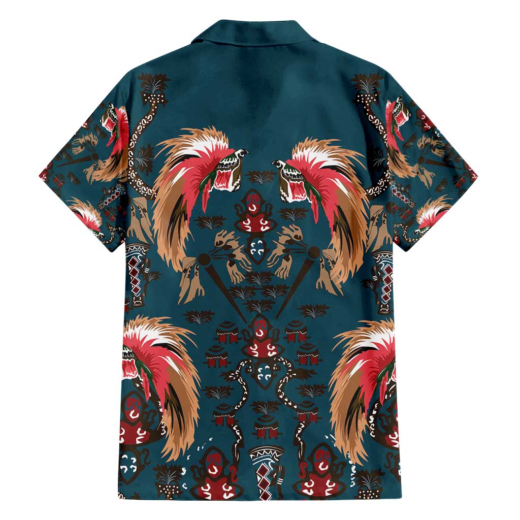 Dark Cyan Blue Bird of Batik Papua Family Matching Long Sleeve Bodycon Dress and Hawaiian Shirt Exotic Natural Wealth of Papua LT9 - Polynesian Pride