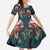 Dark Cyan Blue Bird of Batik Papua Family Matching Off Shoulder Maxi Dress and Hawaiian Shirt Exotic Natural Wealth of Papua - Polynesian Pride