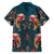 Dark Cyan Blue Bird of Batik Papua Family Matching Off Shoulder Maxi Dress and Hawaiian Shirt Exotic Natural Wealth of Papua - Polynesian Pride