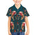 Dark Cyan Blue Bird of Batik Papua Family Matching Off Shoulder Maxi Dress and Hawaiian Shirt Exotic Natural Wealth of Papua - Polynesian Pride