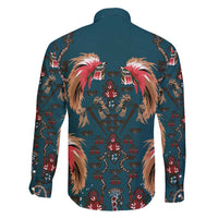 Dark Cyan Blue Bird of Batik Papua Family Matching Off Shoulder Short Dress and Hawaiian Shirt Exotic Natural Wealth of Papua LT9 - Polynesian Pride