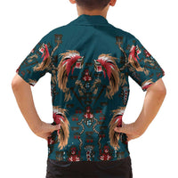 Dark Cyan Blue Bird of Batik Papua Family Matching Puletasi and Hawaiian Shirt Exotic Natural Wealth of Papua LT9 - Polynesian Pride