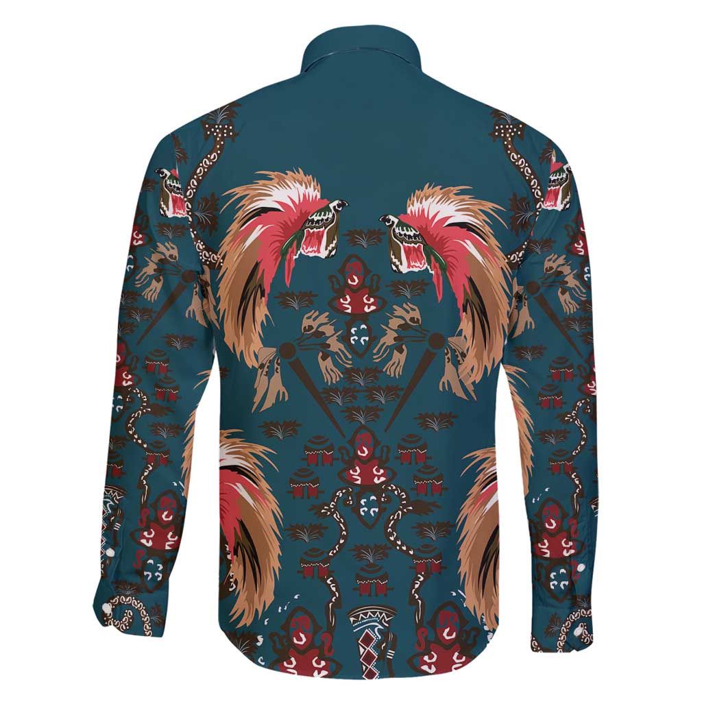 Dark Cyan Blue Bird of Batik Papua Family Matching Puletasi and Hawaiian Shirt Exotic Natural Wealth of Papua LT9 - Polynesian Pride