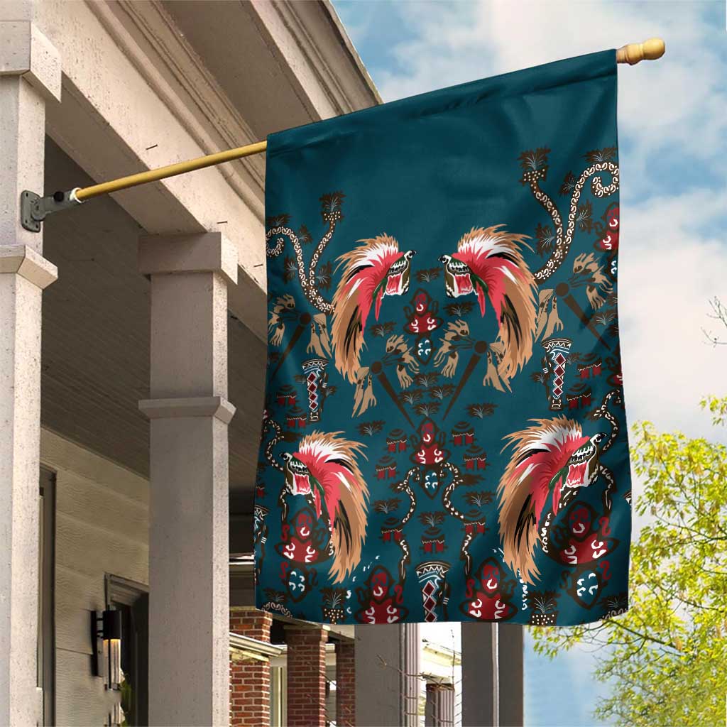Dark Cyan Blue Bird of Batik Papua Garden Flag Exotic Natural Wealth of Papua LT9 House Flag Blue - Polynesian Pride