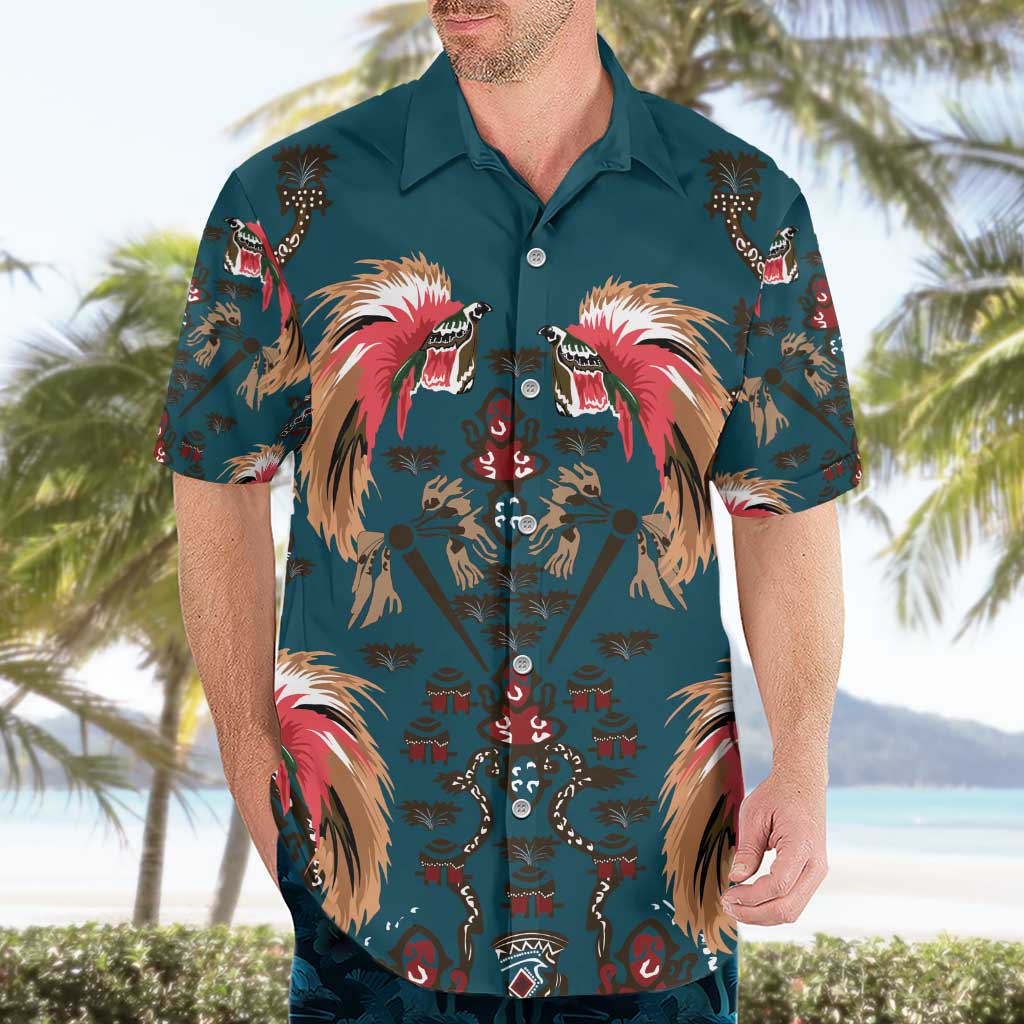 Dark Cyan Blue Bird of Batik Papua Hawaiian Shirt Exotic Natural Wealth of Papua LT9 - Polynesian Pride