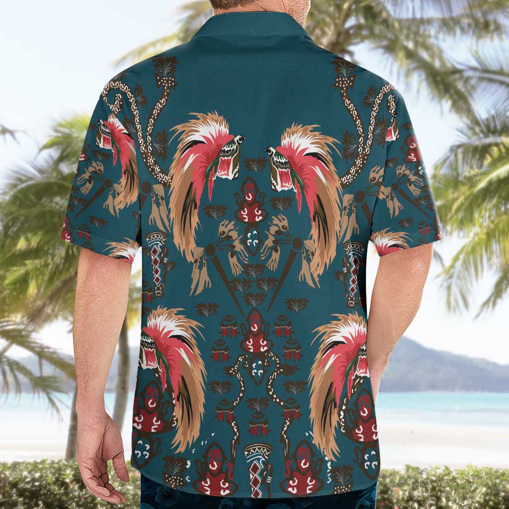 Dark Cyan Blue Bird of Batik Papua Hawaiian Shirt Exotic Natural Wealth of Papua LT9 - Polynesian Pride