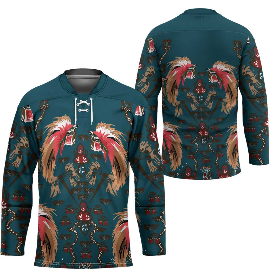Dark Cyan Blue Bird of Batik Papua Hockey Jersey Exotic Natural Wealth of Papua LT9 - Polynesian Pride