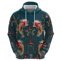 Dark Cyan Blue Bird of Batik Papua Hoodie Exotic Natural Wealth of Papua - Polynesian Pride