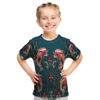 Dark Cyan Blue Bird of Batik Papua Kid T Shirt Exotic Natural Wealth of Papua LT9 Blue - Polynesian Pride