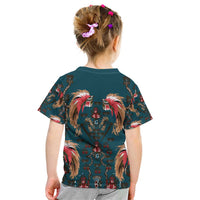 Dark Cyan Blue Bird of Batik Papua Kid T Shirt Exotic Natural Wealth of Papua LT9 - Polynesian Pride