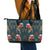 Dark Cyan Blue Bird of Batik Papua Leather Tote Bag Exotic Natural Wealth of Papua - Polynesian Pride