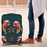 Dark Cyan Blue Bird of Batik Papua Luggage Cover Exotic Natural Wealth of Papua LT9 Blue - Polynesian Pride