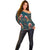 Dark Cyan Blue Bird of Batik Papua Off Shoulder Sweater Exotic Natural Wealth of Papua - Polynesian Pride