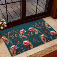 Dark Cyan Blue Bird of Batik Papua Rubber Doormat Exotic Natural Wealth of Papua - Polynesian Pride