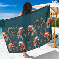 Dark Cyan Blue Bird of Batik Papua Sarong Exotic Natural Wealth of Papua - Polynesian Pride