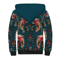 Dark Cyan Blue Bird of Batik Papua Sherpa Hoodie Exotic Natural Wealth of Papua LT9 - Polynesian Pride