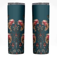 Dark Cyan Blue Bird of Batik Papua Skinny Tumbler Exotic Natural Wealth of Papua LT9 Blue - Polynesian Pride