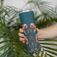 Dark Cyan Blue Bird of Batik Papua Skinny Tumbler Exotic Natural Wealth of Papua LT9 - Polynesian Pride