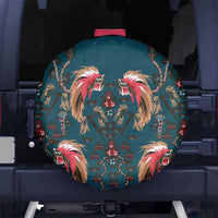 Dark Cyan Blue Bird of Batik Papua Spare Tire Cover Exotic Natural Wealth of Papua LT9 No hole Blue - Polynesian Pride