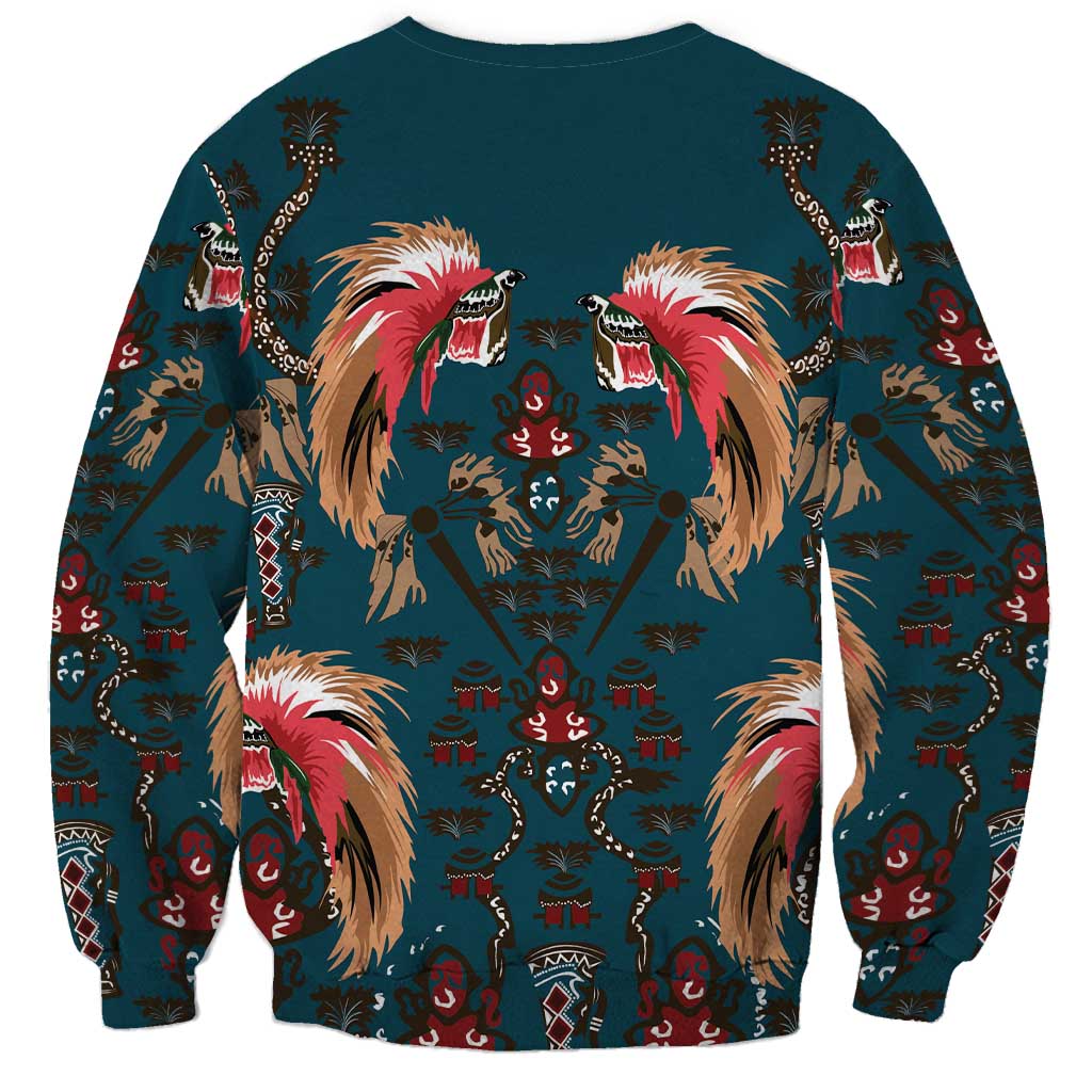 Dark Cyan Blue Bird of Batik Papua Sweatshirt Exotic Natural Wealth of Papua - Polynesian Pride