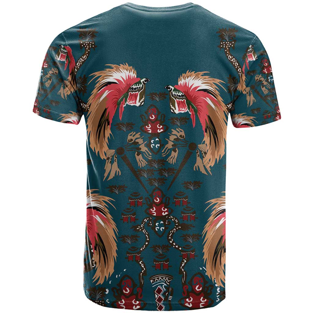 Dark Cyan Blue Bird of Batik Papua T Shirt Exotic Natural Wealth of Papua LT9 - Polynesian Pride