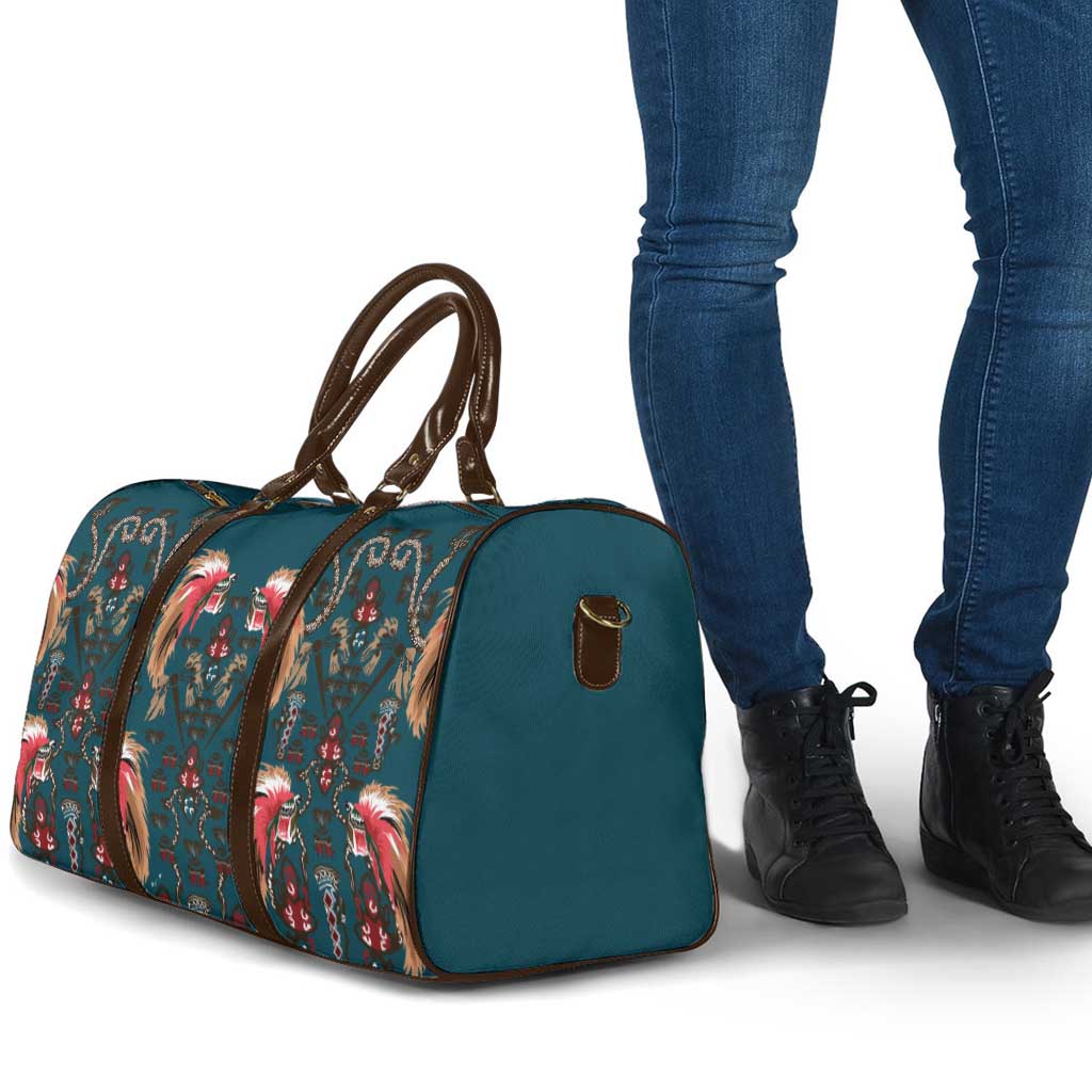 Dark Cyan Blue Bird of Batik Papua Travel Bag Exotic Natural Wealth of Papua LT9 - Polynesian Pride