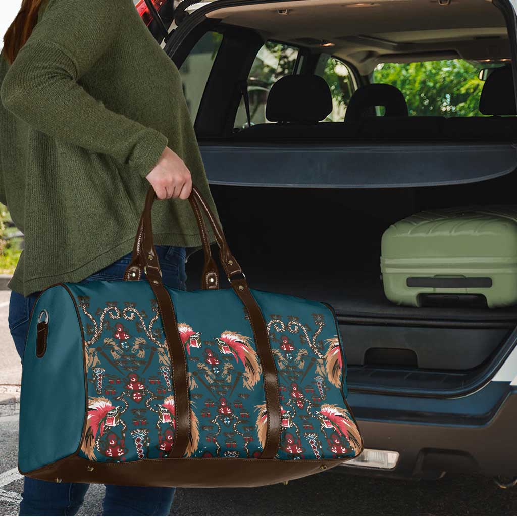Dark Cyan Blue Bird of Batik Papua Travel Bag Exotic Natural Wealth of Papua LT9 - Polynesian Pride
