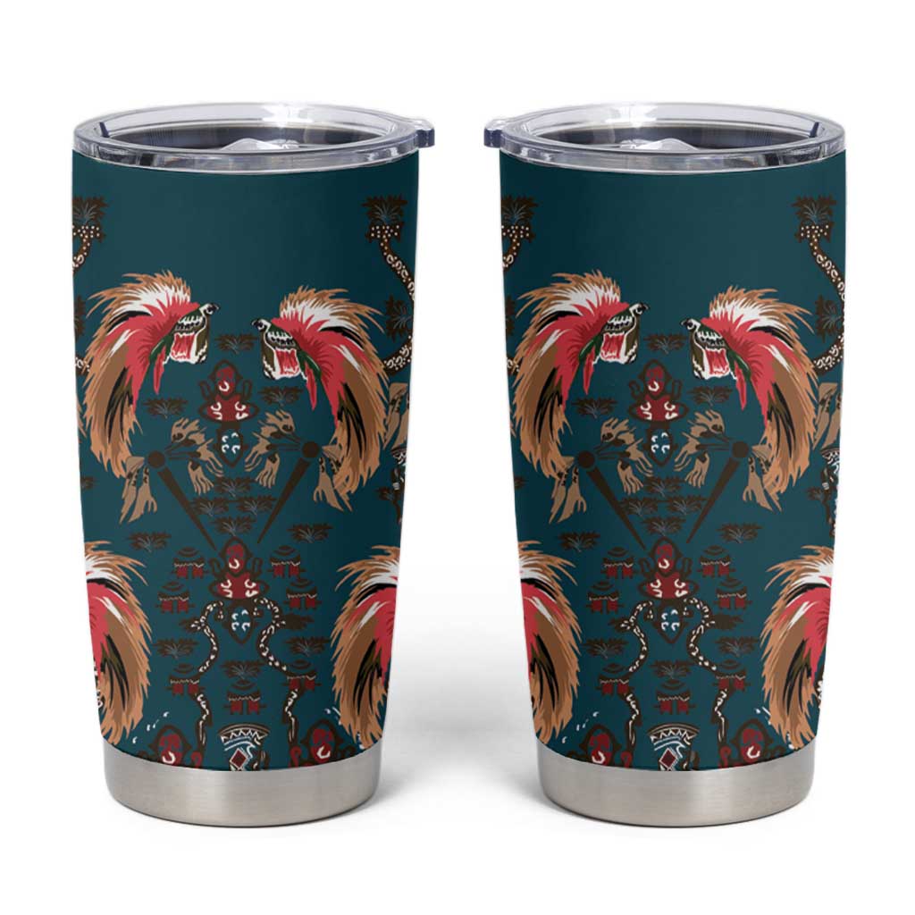 Dark Cyan Blue Bird of Batik Papua Tumbler Cup Exotic Natural Wealth of Papua LT9 Blue - Polynesian Pride