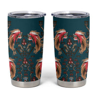 Dark Cyan Blue Bird of Batik Papua Tumbler Cup Exotic Natural Wealth of Papua LT9 Blue - Polynesian Pride