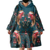 Dark Cyan Blue Bird of Batik Papua Wearable Blanket Hoodie Exotic Natural Wealth of Papua LT9 - Polynesian Pride