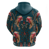 Dark Cyan Blue Bird of Batik Papua Zip Hoodie Exotic Natural Wealth of Papua LT9 - Polynesian Pride