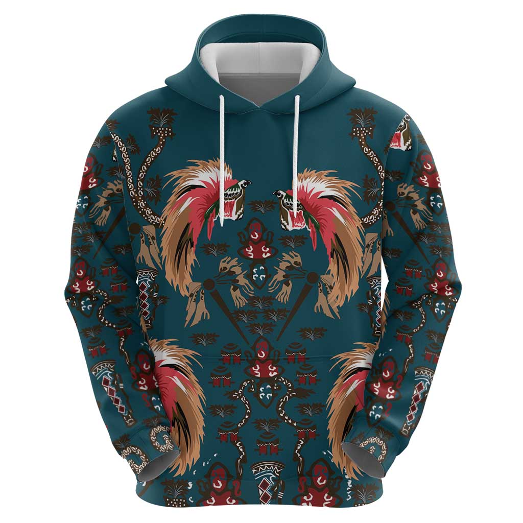 Dark Cyan Blue Bird of Batik Papua Zip Hoodie Exotic Natural Wealth of Papua LT9 - Polynesian Pride