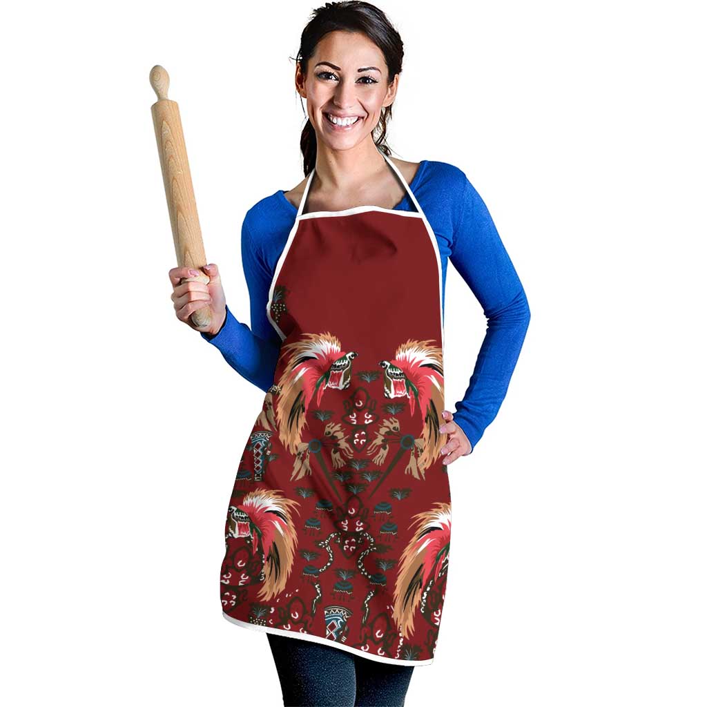 Oxblood Bird of Batik Papua Apron Exotic Natural Wealth of Papua - Polynesian Pride