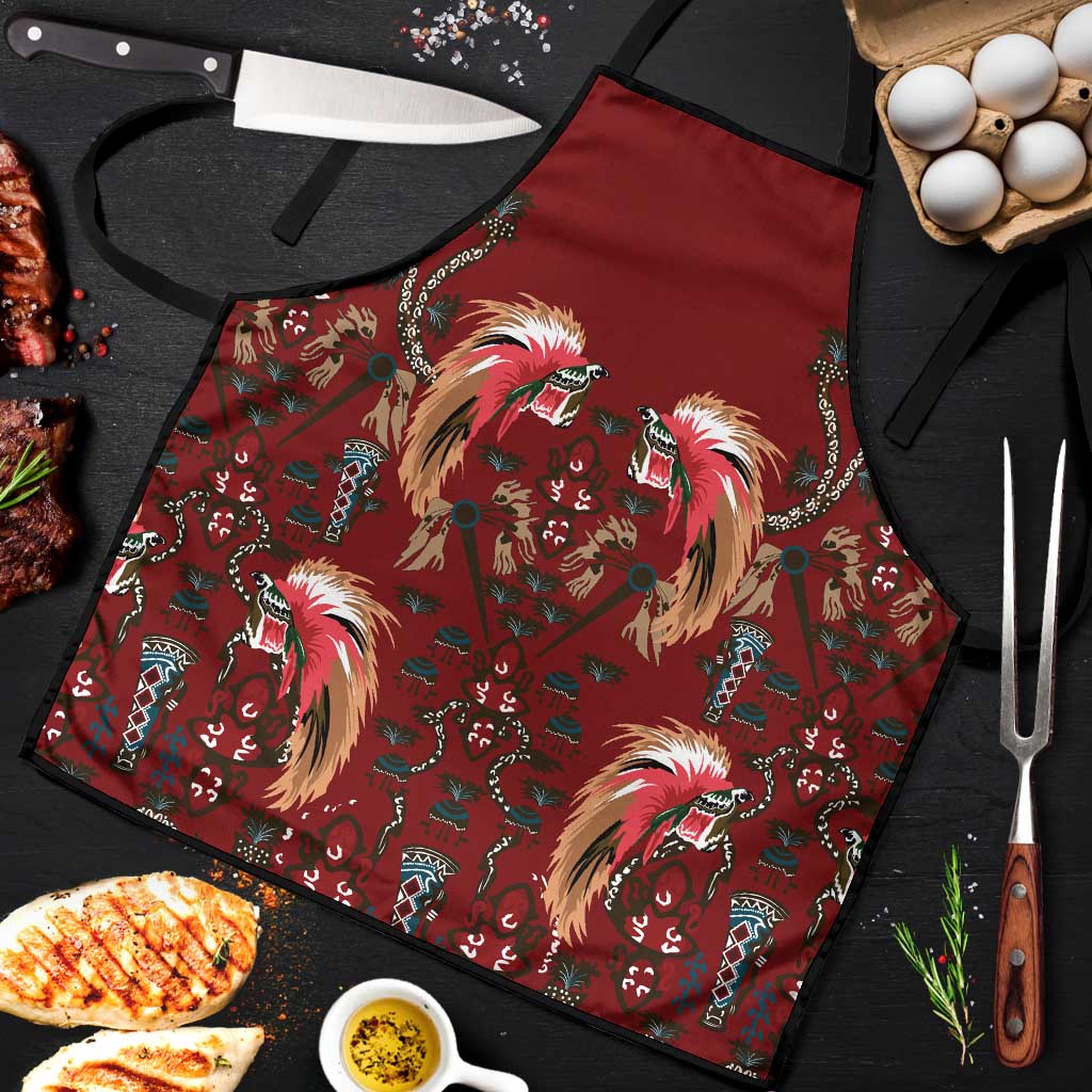 Oxblood Bird of Batik Papua Apron Exotic Natural Wealth of Papua - Polynesian Pride