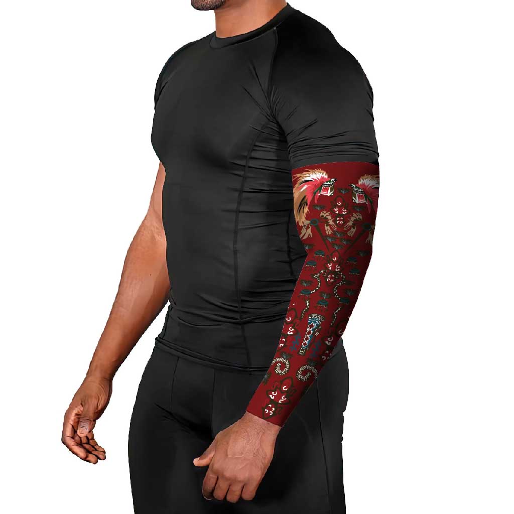 Oxblood Bird of Batik Papua Arm Sleeves Exotic Natural Wealth of Papua - Polynesian Pride