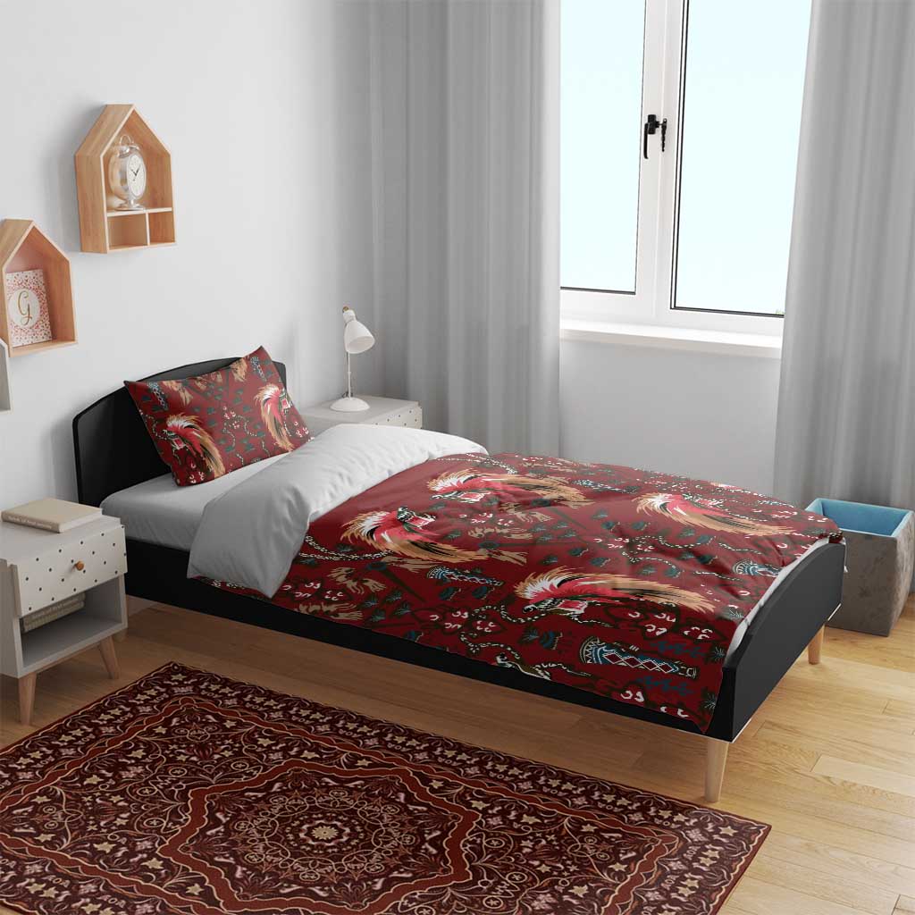 Oxblood Bird of Batik Papua Bedding Set Exotic Natural Wealth of Papua - Polynesian Pride
