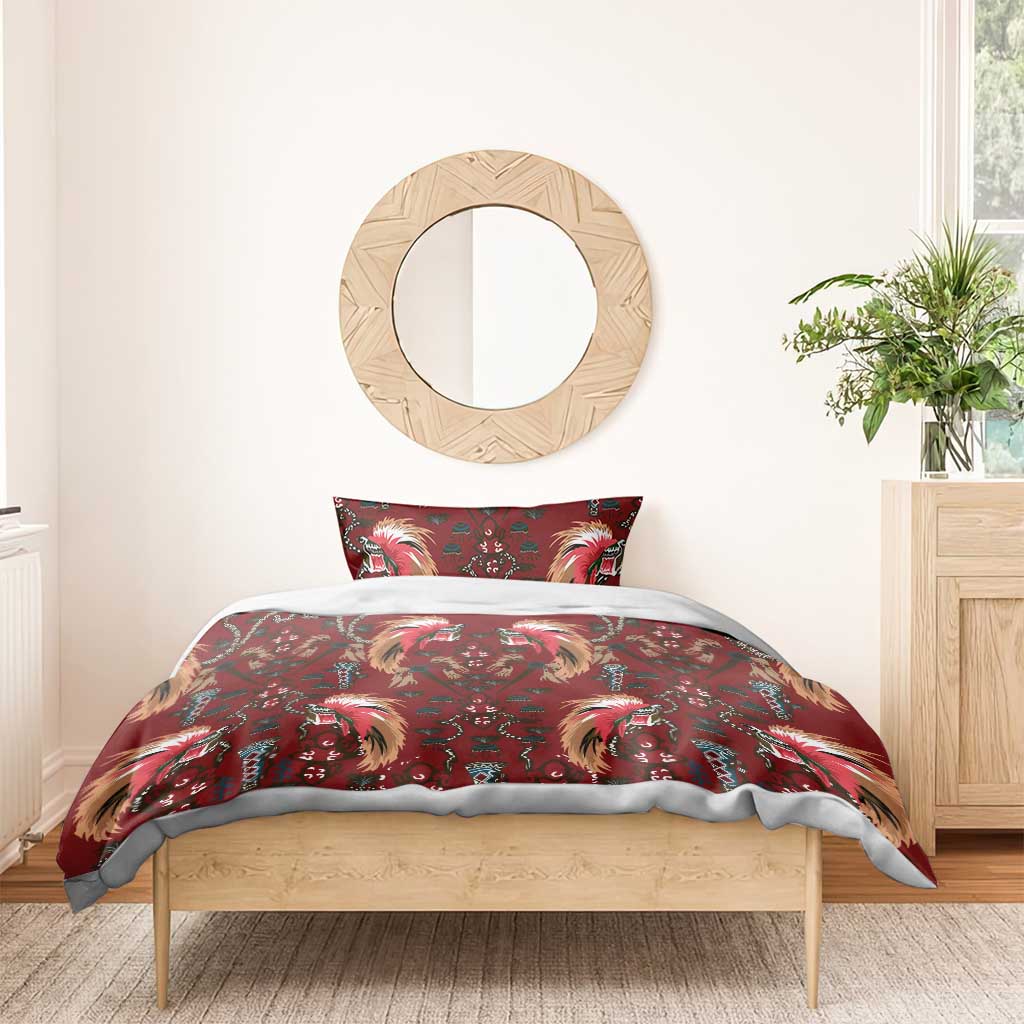 Oxblood Bird of Batik Papua Bedding Set Exotic Natural Wealth of Papua - Polynesian Pride