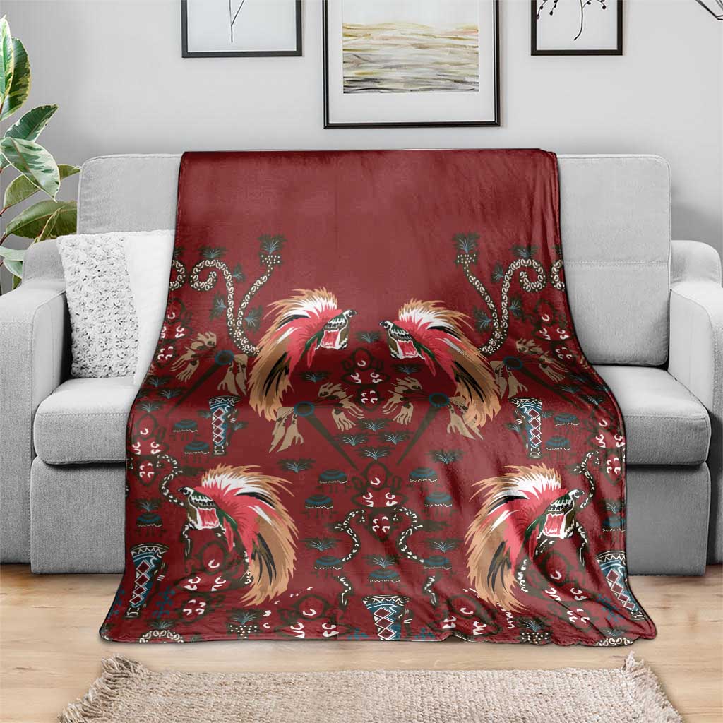 Oxblood Bird of Batik Papua Blanket Exotic Natural Wealth of Papua - Polynesian Pride