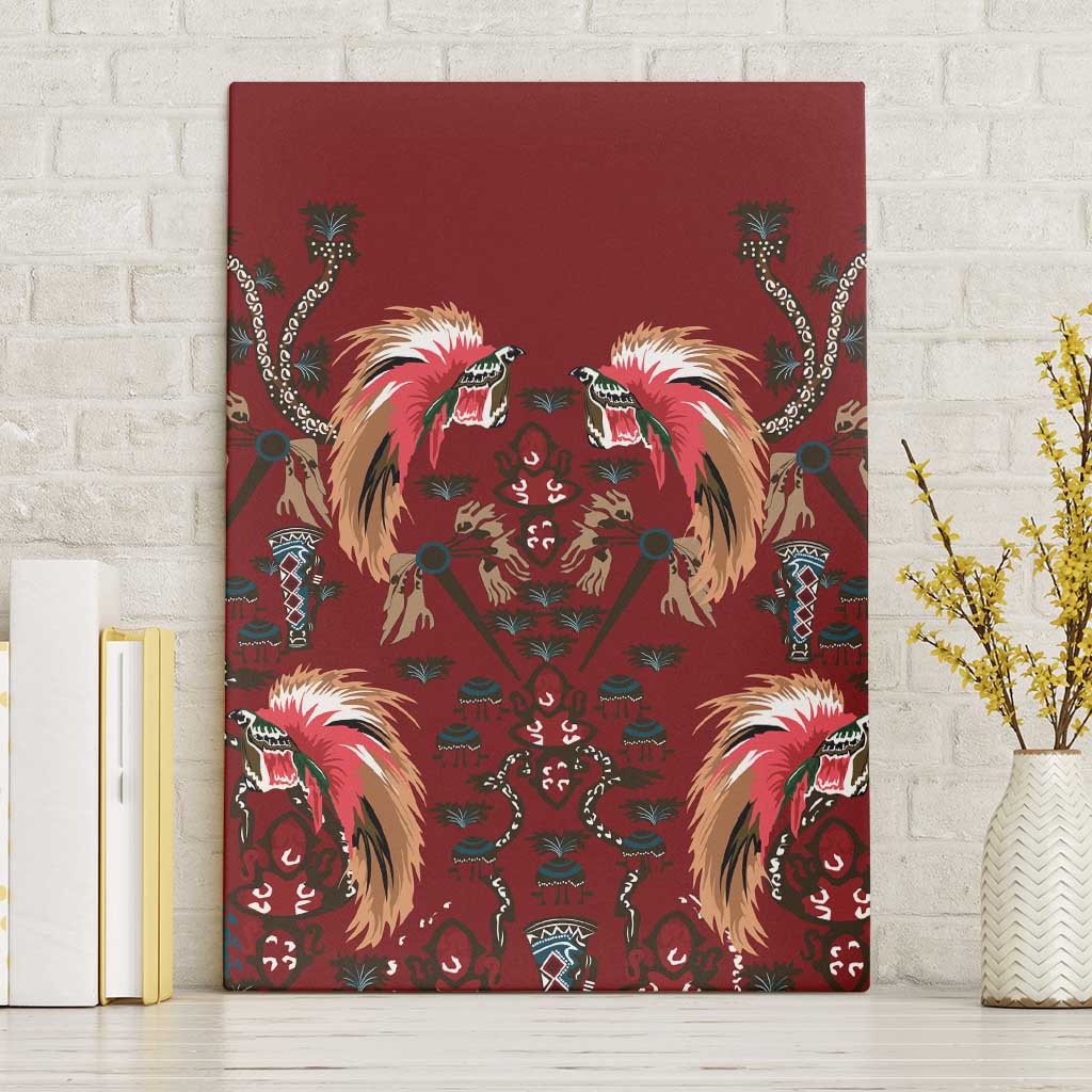 Oxblood Bird of Batik Papua Canvas Wall Art Exotic Natural Wealth of Papua - Polynesian Pride