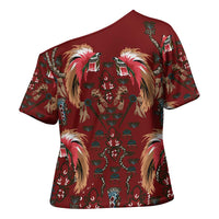Oxblood Bird of Batik Papua Cross Shoulder Shirt Exotic Natural Wealth of Papua LT9 - Polynesian Pride