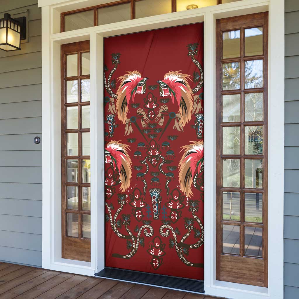 Oxblood Bird of Batik Papua Door Cover Exotic Natural Wealth of Papua LT9 - Polynesian Pride