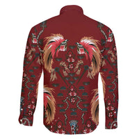 Oxblood Bird of Batik Papua Family Matching Long Sleeve Bodycon Dress and Hawaiian Shirt Exotic Natural Wealth of Papua LT9 - Polynesian Pride