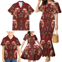 Oxblood Bird of Batik Papua Family Matching Mermaid Dress and Hawaiian Shirt Exotic Natural Wealth of Papua LT9 - Polynesian Pride