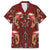 Oxblood Bird of Batik Papua Family Matching Off The Shoulder Long Sleeve Dress and Hawaiian Shirt Exotic Natural Wealth of Papua - Polynesian Pride