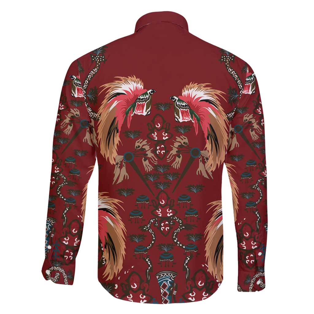 Oxblood Bird of Batik Papua Family Matching Off Shoulder Maxi Dress and Hawaiian Shirt Exotic Natural Wealth of Papua LT9 - Polynesian Pride