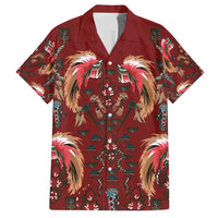 Oxblood Bird of Batik Papua Family Matching Off Shoulder Short Dress and Hawaiian Shirt Exotic Natural Wealth of Papua LT9 Dad's Shirt - Short Sleeve Red - Polynesian Pride