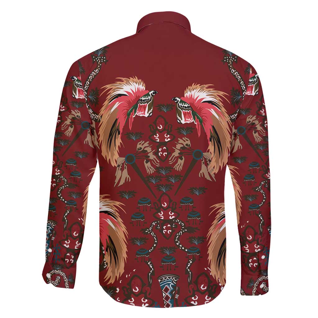 Oxblood Bird of Batik Papua Family Matching Short Sleeve Bodycon Dress and Hawaiian Shirt Exotic Natural Wealth of Papua LT9 - Polynesian Pride