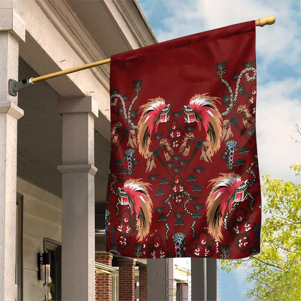 Oxblood Bird of Batik Papua Garden Flag Exotic Natural Wealth of Papua - Polynesian Pride